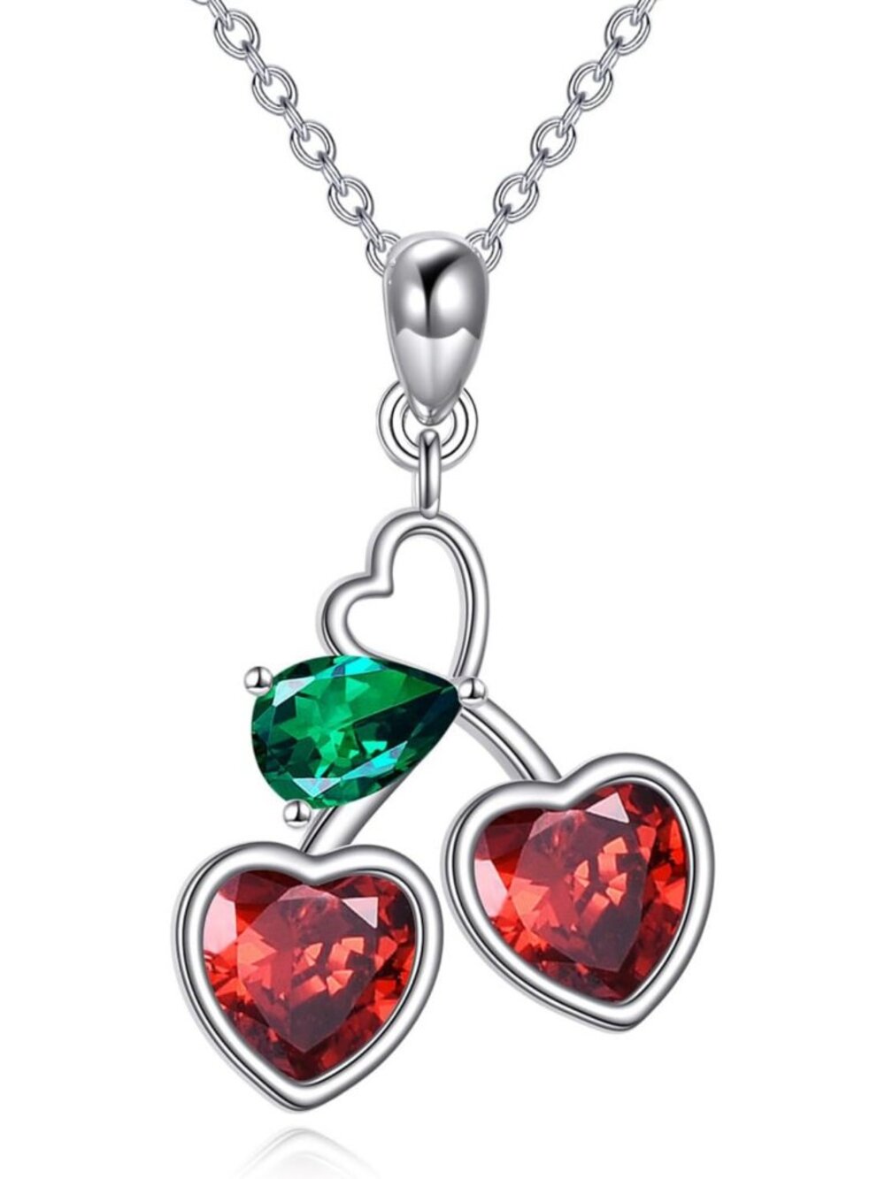Sterling Silver Maple Leaf & Four Leaf Strawberry Pendant Necklace - Gift for